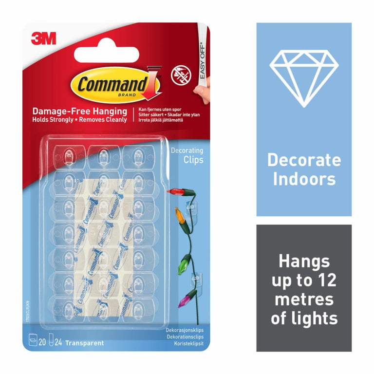 Command Clear Decorating Clips 17026CLR 20 Clips 24 Strips