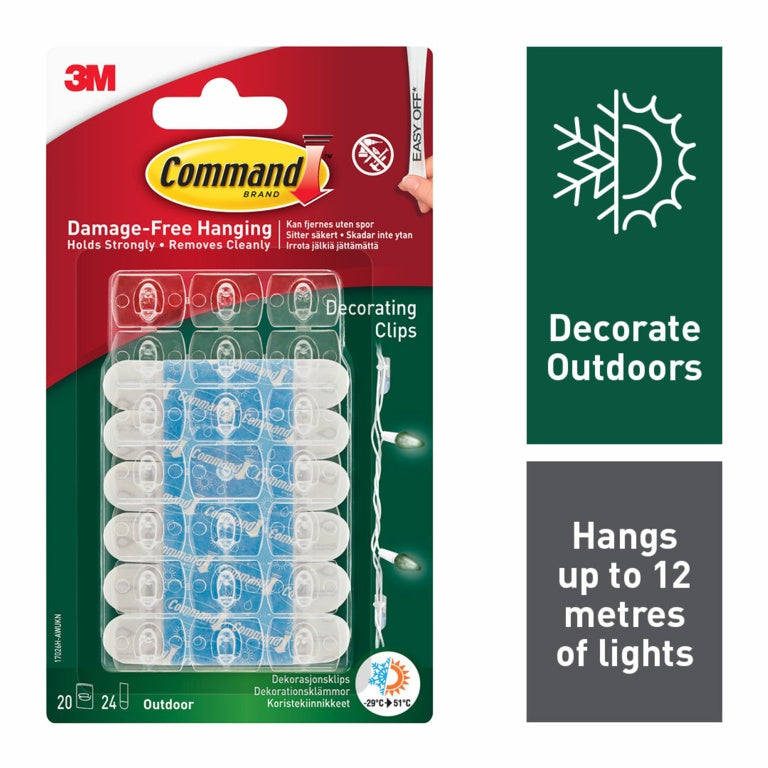 Command Outdoor Decorating Clips 17026H-AW 20 Clips 24 Strips
