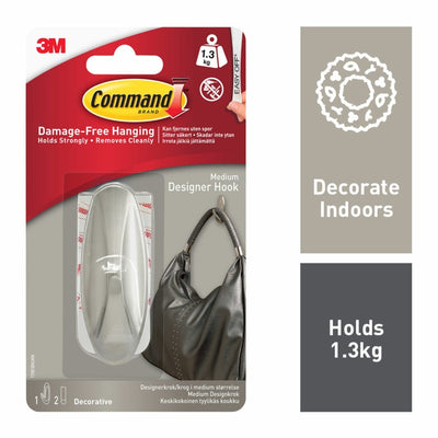 Command Designer Medium Hook Brushed Nickel 17081BN-ES