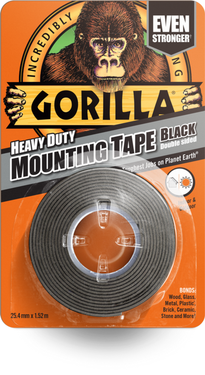 Gorilla Heavy Duty Mounting Tape Black 25mm x 1.5m
