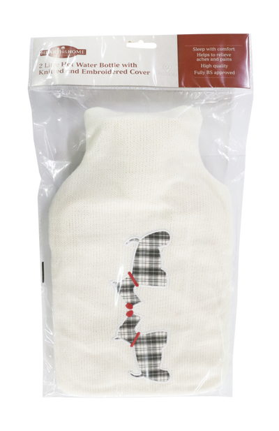 Hearth & Home Hot Water Bottle Knitted Embroidered 2L