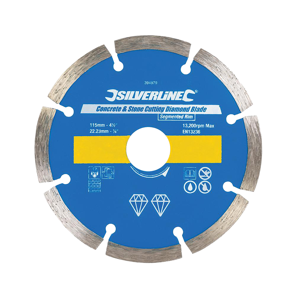 Silverline Diamond Blade Concrete Stone Cutting 115 x 22.23mm Segmented