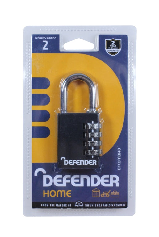 Defender Diecast 4 Wheel Combination Padlock 40mm DFCOMBI40
