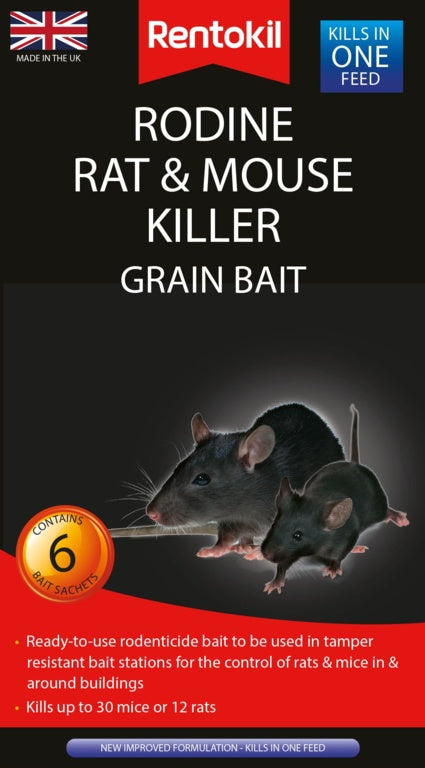 Rentokil Rodine Rat & Mouse Killer Grain x6 PSMR13B