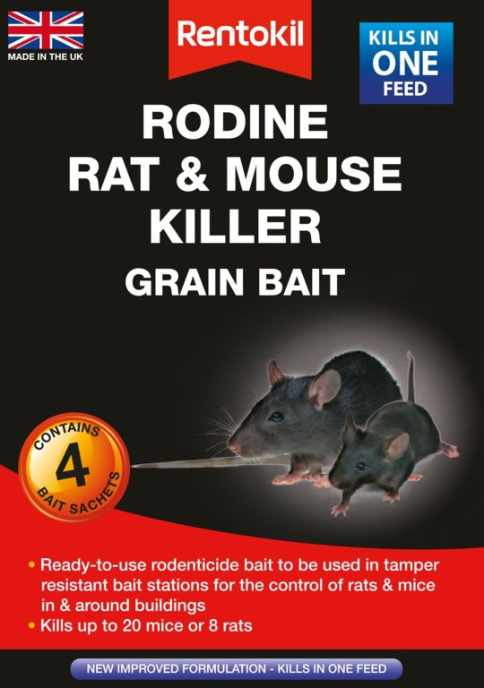 Rentokil Rodine Rat & Mouse Killer Grain x4 PSMR12B