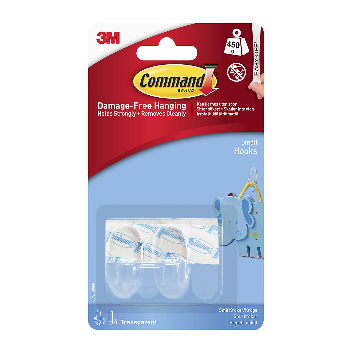 3M Command Hooks + Strips Small Clear 17092-CLR