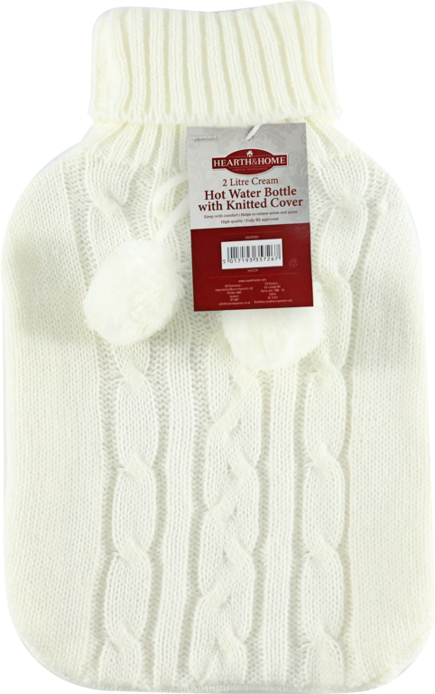 Hearth & Home Hot Water Bottle 2L With Cover White