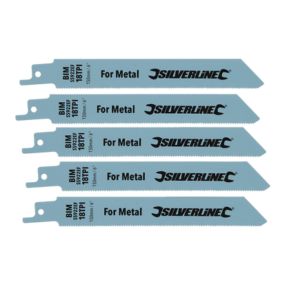 Silverline Recip Saw Blades Metal 5pk Bi-Metal 18tpi