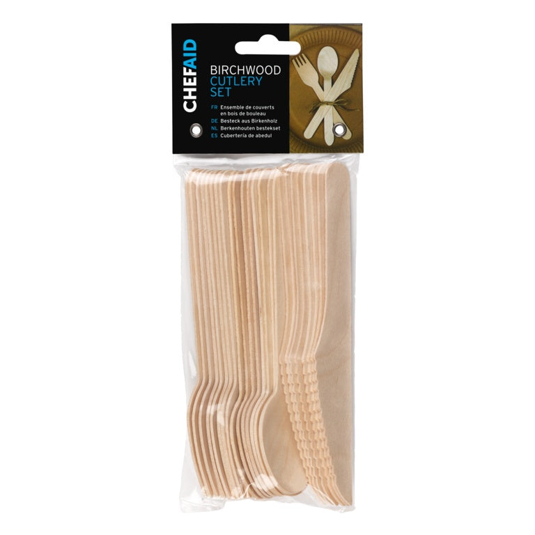 Chef Aid Wooden Cutlery Set Assorted x 24 10E14405