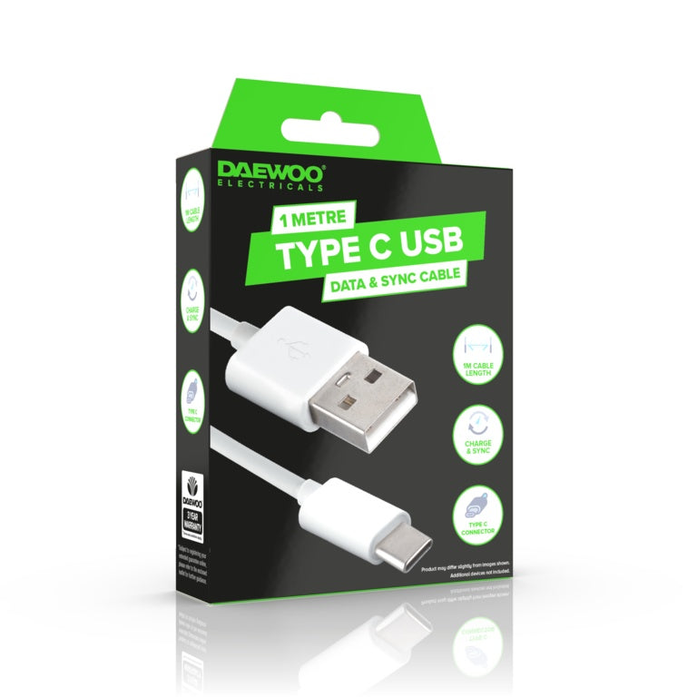 Daewoo 1m USB-A to USB-C Cable 5V 1A