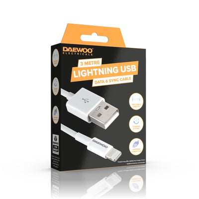 Daewoo 3m USB-A to Lightning Cable 2A