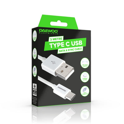 Daewoo 3m USB-A to USB-C Cable 2A