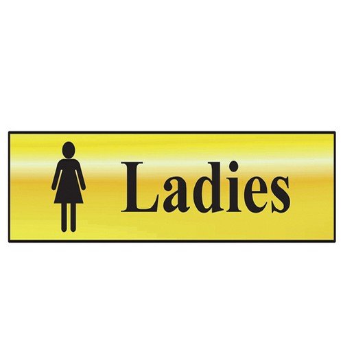 SCA Ladies Door Sign Polished Brass 200 x 50mm 6002