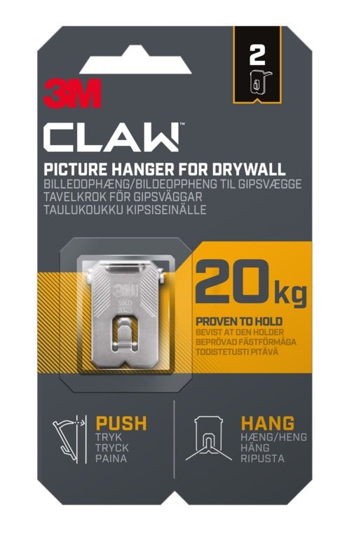 3M Claw Drywall Picture Hanger 20kg Pack 2 4585