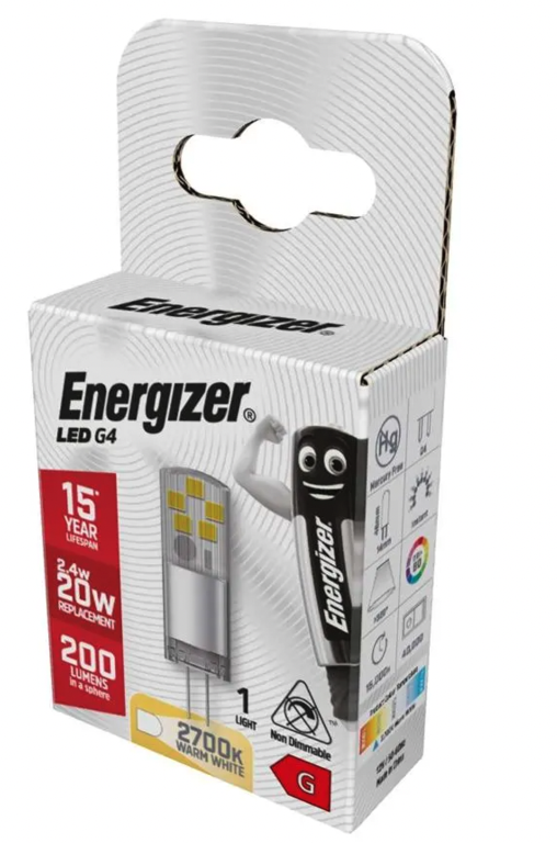 Energizer LED G4 1.8W 215lm 2700K Warm White S18746
