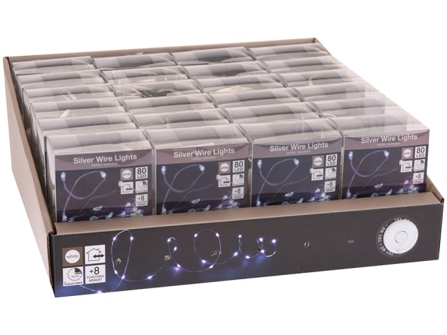 Silverwire LED Curtain Lights 80 Cool White Timer 8 Function