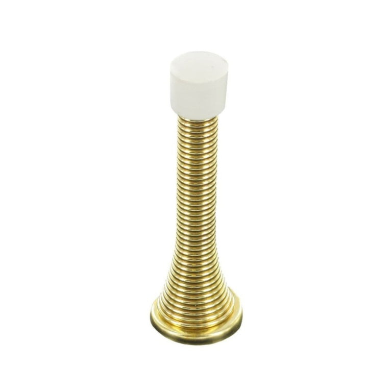 Securit Spring Door Stop Brass Plated 75mm S2571