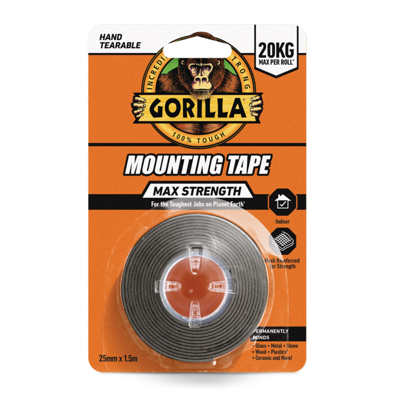 Gorilla Max Strength Mounting Tape Black 25mm x 1.5m