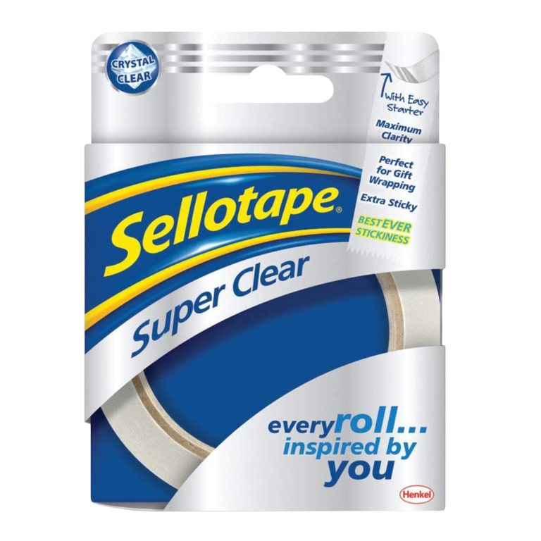 Sellotape Super Clear Sticky Tape Roll 24mm X 50m