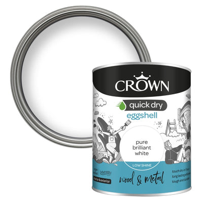 Crown Quick Dry Eggshell Pure Brilliant White 750ml