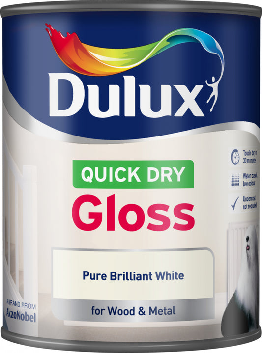 Dulux Quick Dry Gloss Pure Brilliant White 750ml