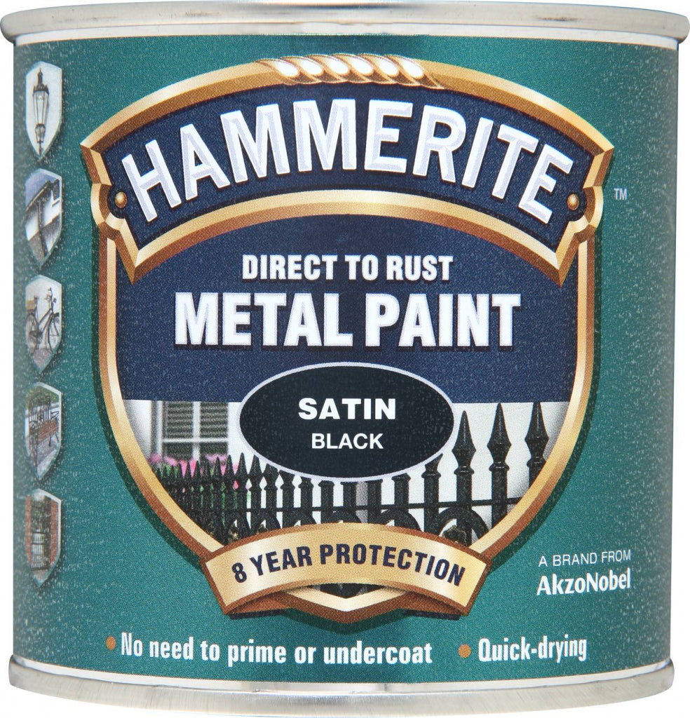Hammerite Satin Finish Black 250ml