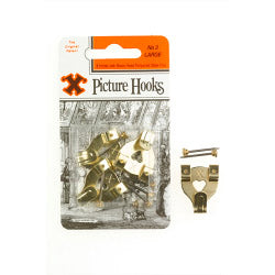 X Picture Hooks No.3 Double Brass Plated 3pk