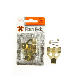 X Picture Hooks No.4 Brass Plated 2pk 5400-4