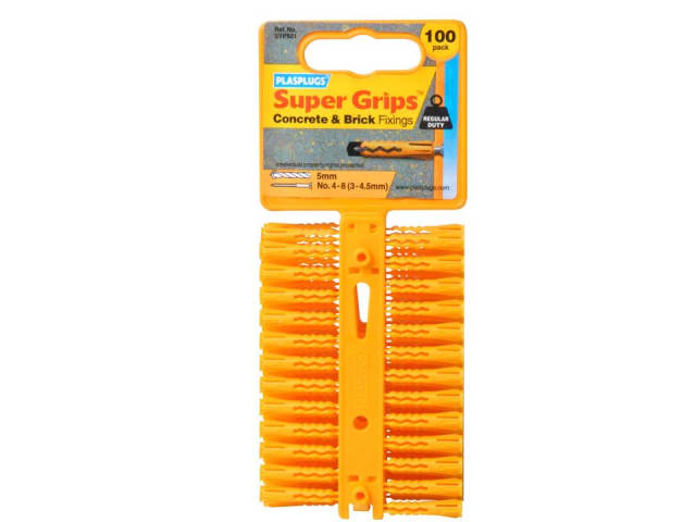 Plasplugs Supergrip Regular Yellow Fixings x 100 SYP501