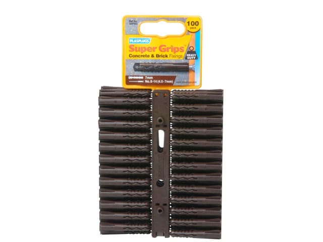Plasplugs Supergrip Heavy-Duty Brown Fixings x 100 SBP503