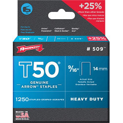 Arrow T-50 Staples 14mm 9/16in Box 1250