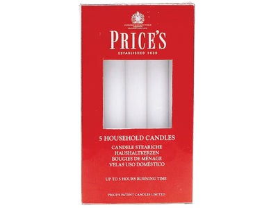 Price's Household Candles White 165mm Pack 5 3666-5