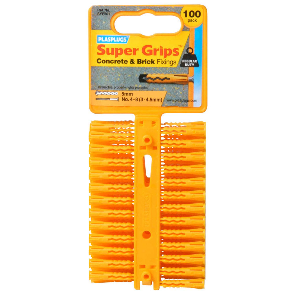 Plasplugs Supergrip Regular Yellow Fixings x 100 SYP501