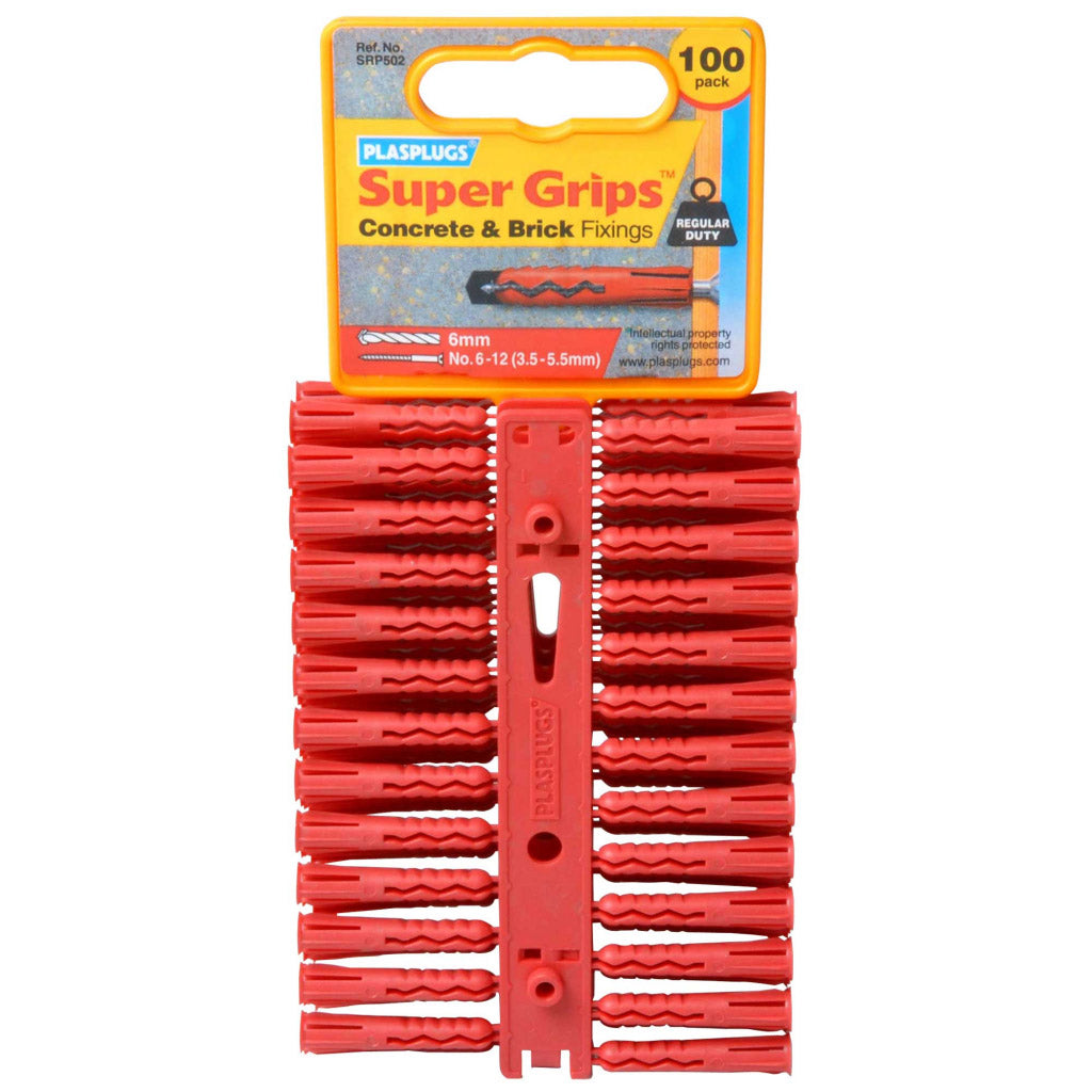 Plasplugs Supergrip Regular Red Fixings x 100 SRP502