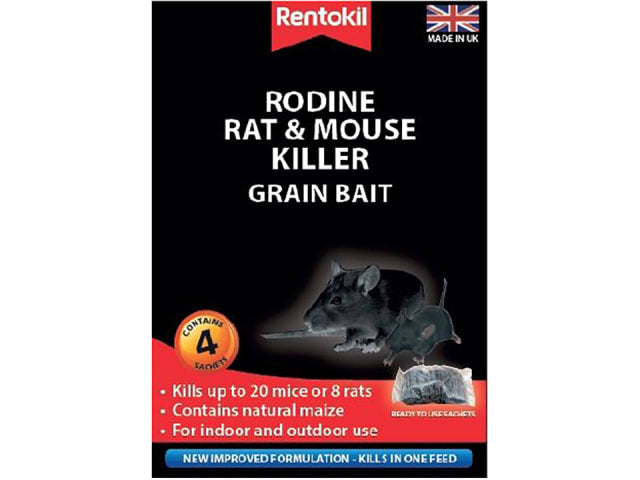 Rentokil Rodine Rat & Mouse Killer Grain x4 PSMR12B
