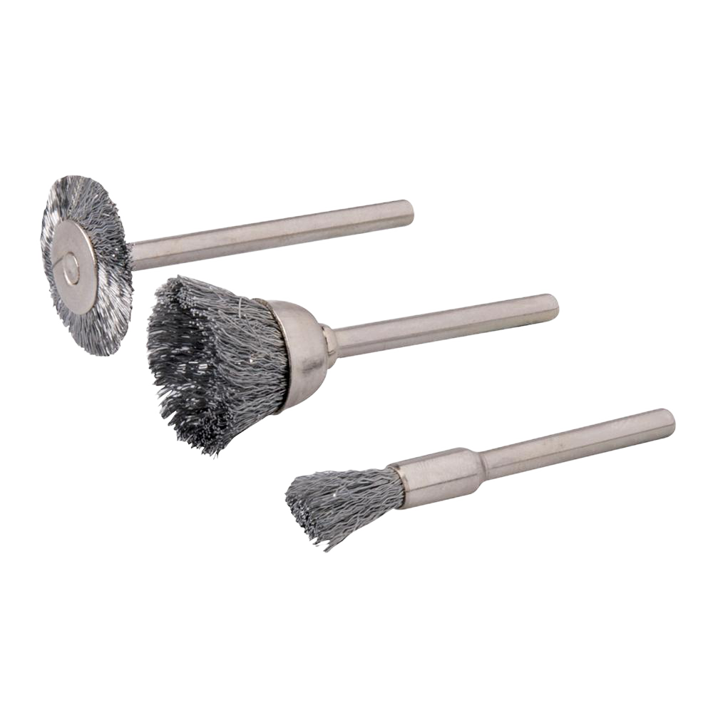 Silverline Rotary Tool Steel Wire Brush Set 3pc 5/15/20mm