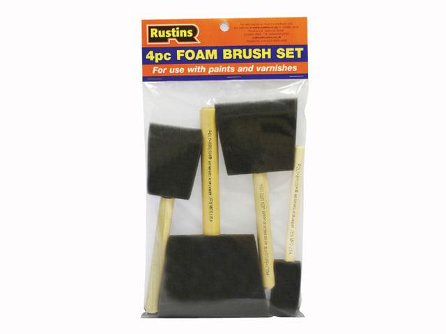 Rustins Foam Brushes 1in 2in 3in 4in Pack of 4