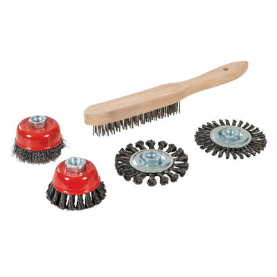 Silverline Wire Brush Cup & Twist-Knot Wheel 5pce