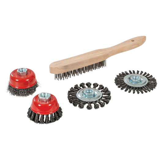 Silverline Wire Brush, Cup & Twist-Knot Wheel Set 5pce