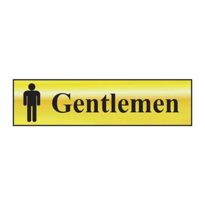 Gentlemen Door Sign Polished Brass Effect 200 x 50mm