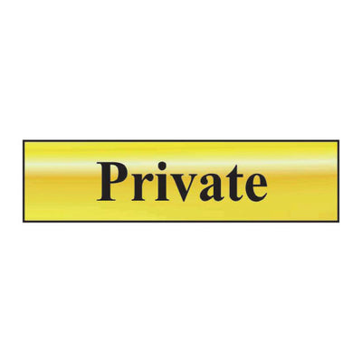 Private Door Sign Polished Brass Effect 200 x 50mm