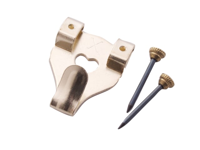 X Picture Hooks No.3 Double Brass Plated 3pk