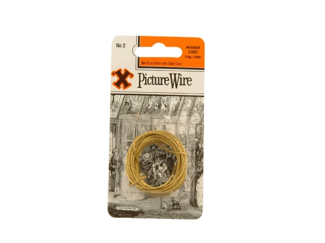 X Brass Picture Wire No.2 3m Blister Pack 12836