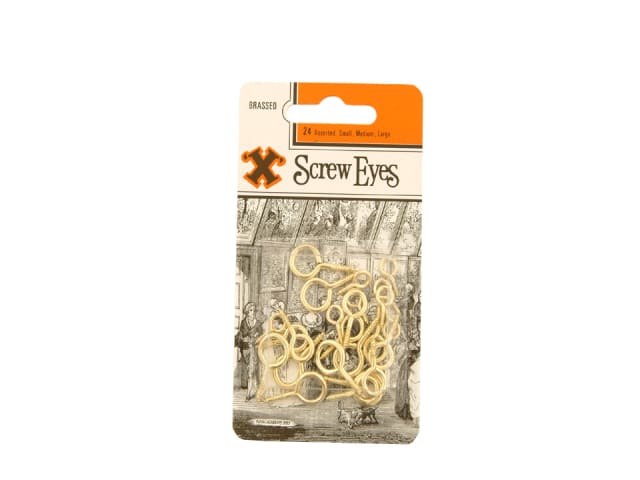 X Screw Eyes Brassed Assorted Blister Packed 12842