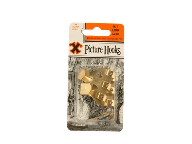 X Picture Hooks No.4 Brass Plated 2pk 5400-4