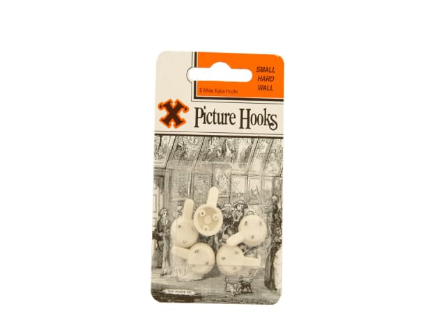 Frank Shaw X Hard Wall Hooks Small White Nylon 5pk 12846