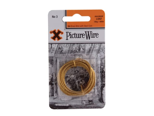 X Brass Picture Wire No.3 3m Blister Pack 12838