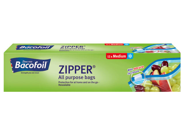 Bacofoil All Purpose Zipper Bags Medium Pack 12 6781271