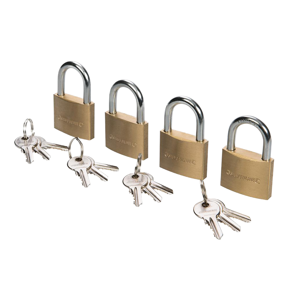 Silverline Brass Padlock Keyed Alike 40mm 4 Pack