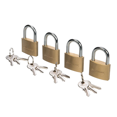 Silverline Brass Padlock Keyed Alike 40mm 4 Pack